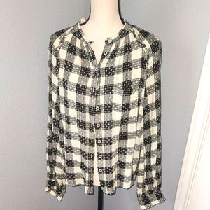 Pilcro Black and White Checkered Button-Down Shirt Sz XL